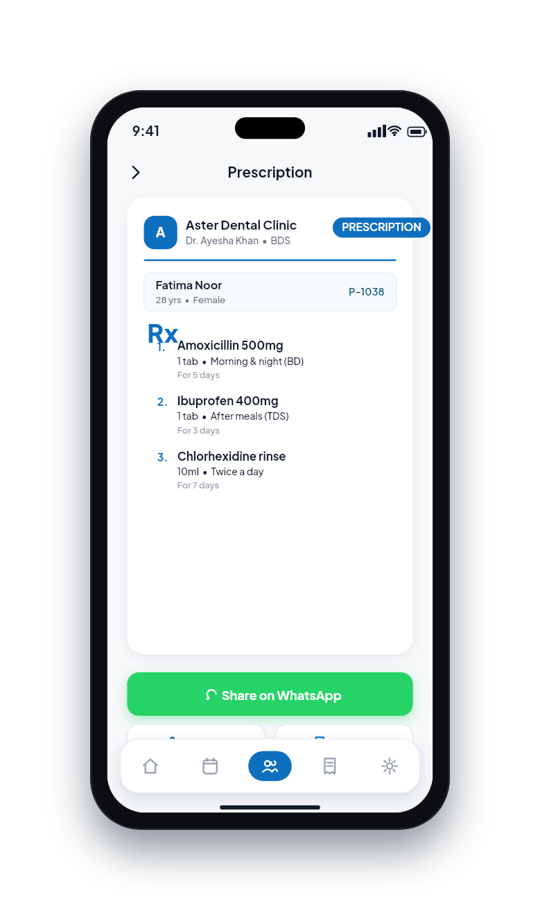 Prescription screen